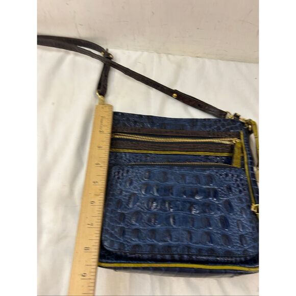 Brahmin Blue Green Croc crossbody 24\